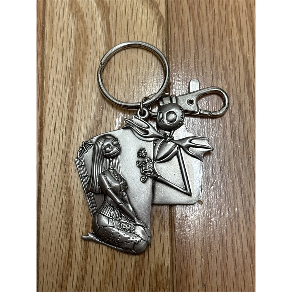 Pewter Disney Nightmare Before Christmas Jack Sally Rose Figurine‎ Keychain A